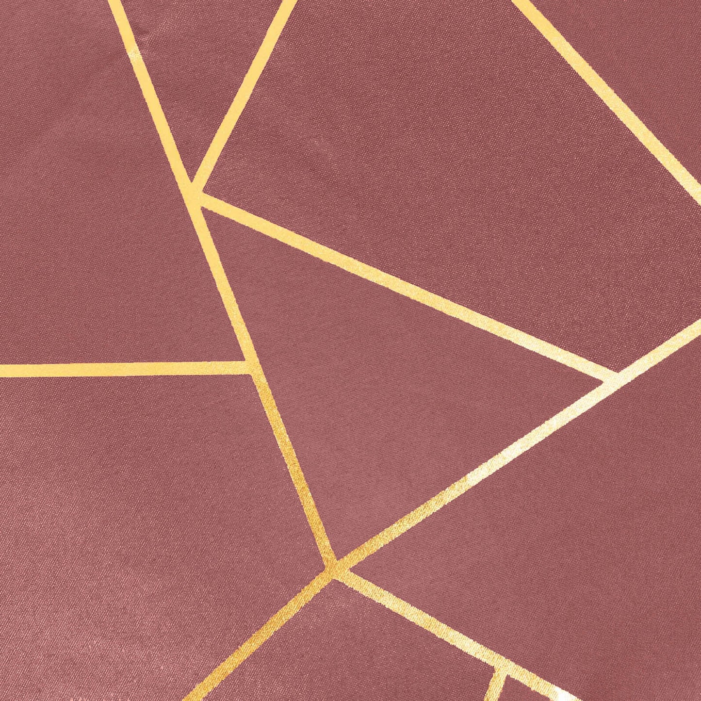 Cinnamon rose table runner with gold foil geometric pattern.