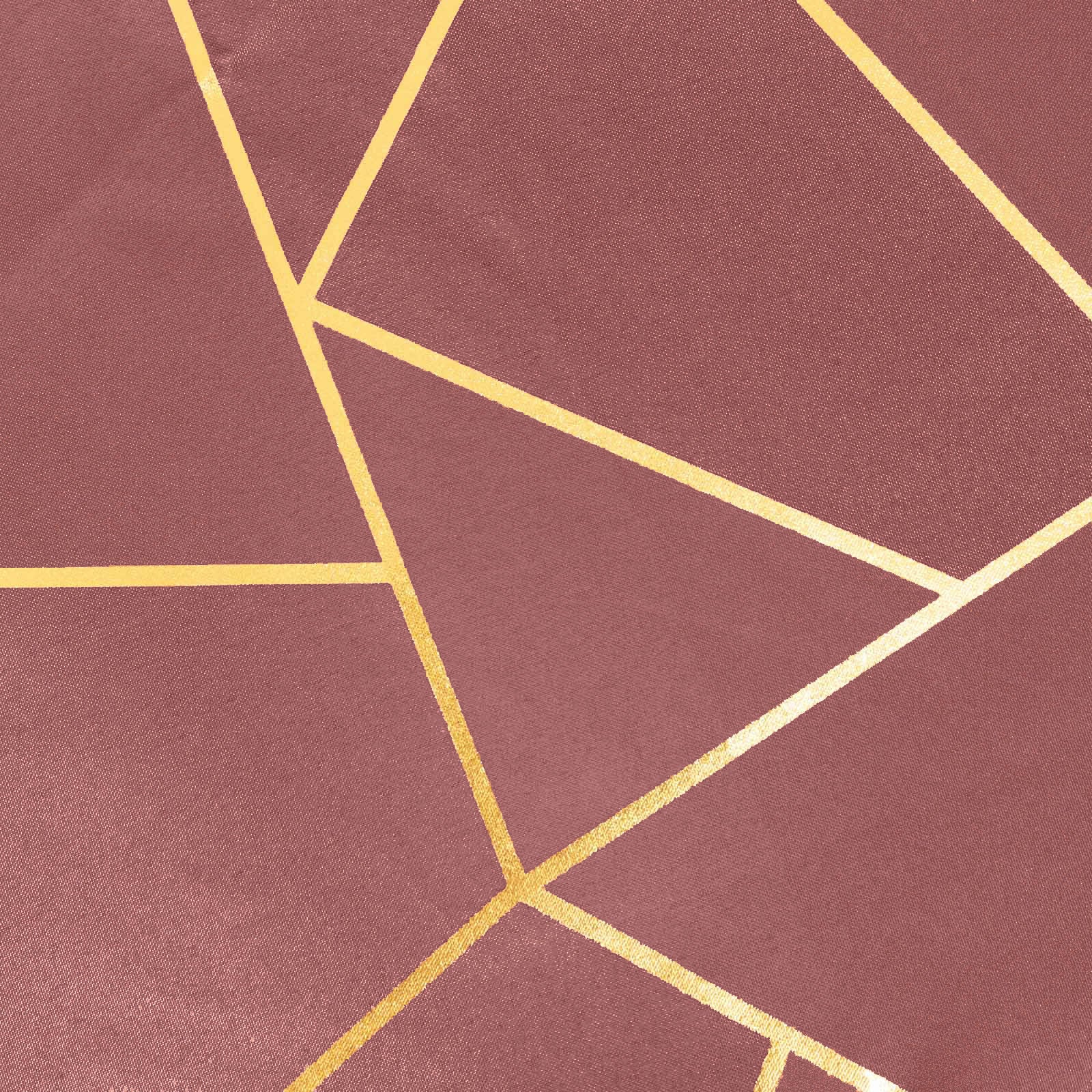 Cinnamon rose table runner with gold foil geometric pattern.