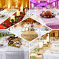 9Ft silver glamorous column print disposable paper table runner on a decorated table.