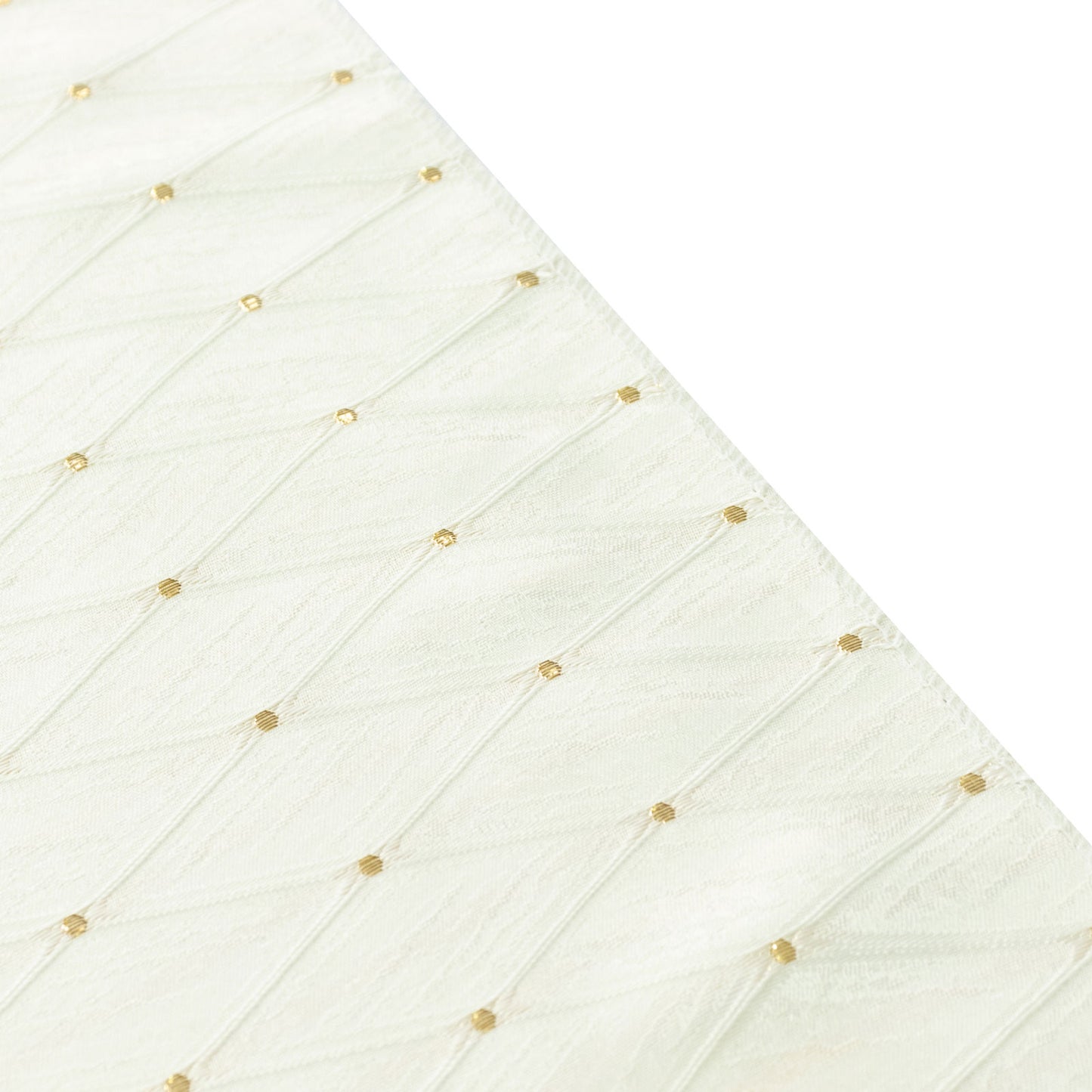 Jacquard Table Runner Ivory, 12"x108" - Diamond Trellis with Gold Accent Dots