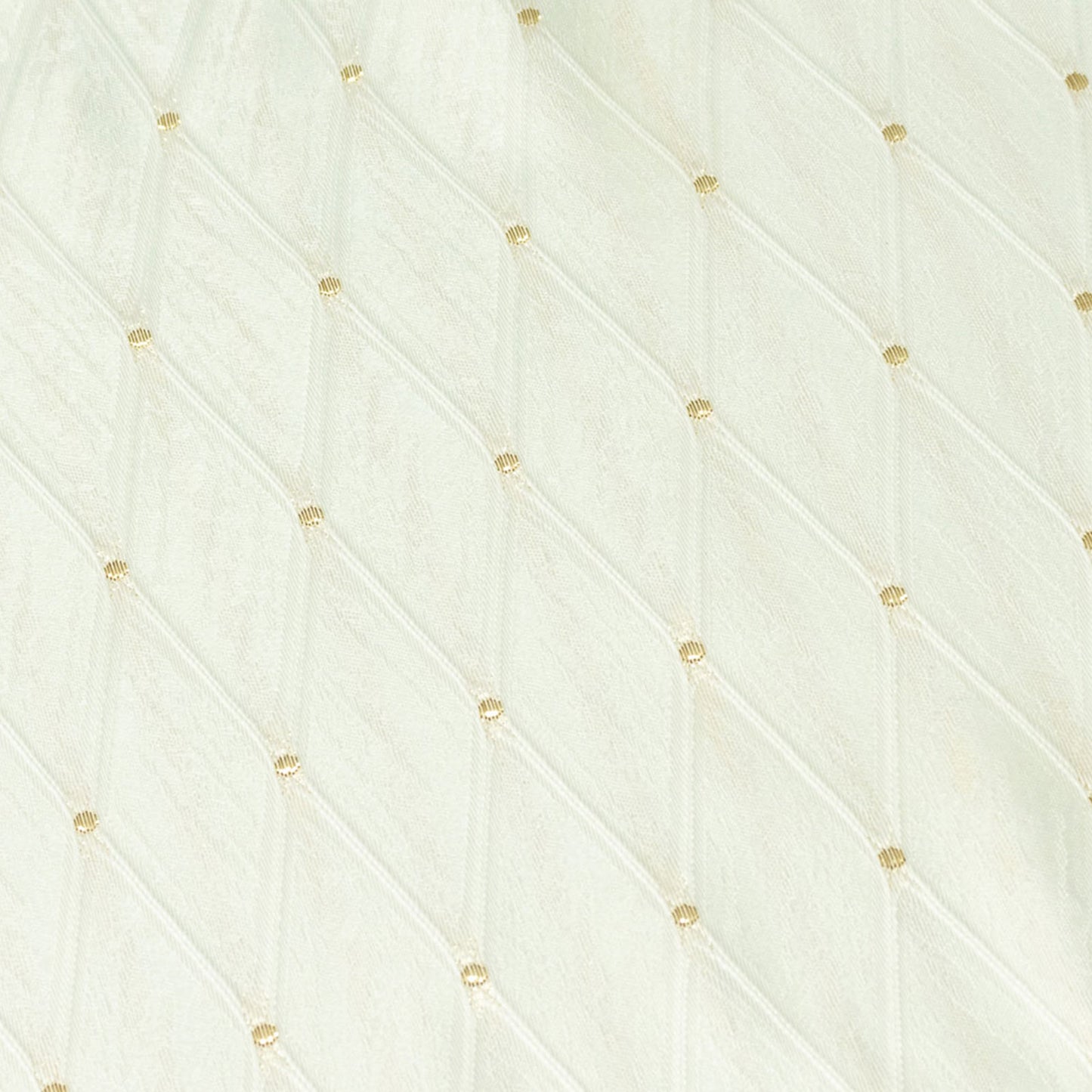 Jacquard Table Runner Ivory, 12"x108" - Diamond Trellis with Gold Accent Dots