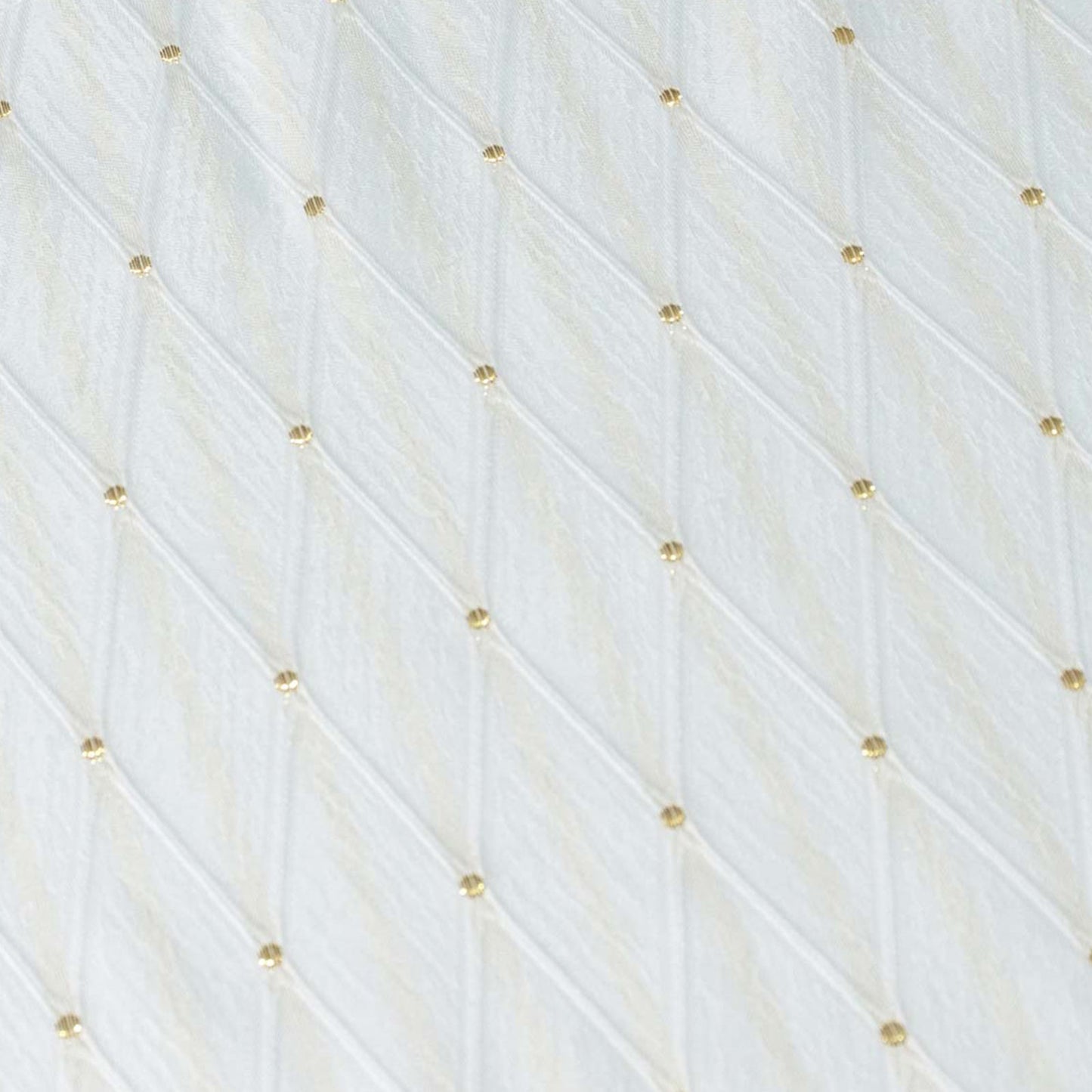 Jacquard Table Runner White, 12"x108" - Diamond Trellis with Gold Accent Dots
