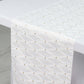 Jacquard Table Runner White, 12"x108" - Diamond Trellis with Gold Accent Dots