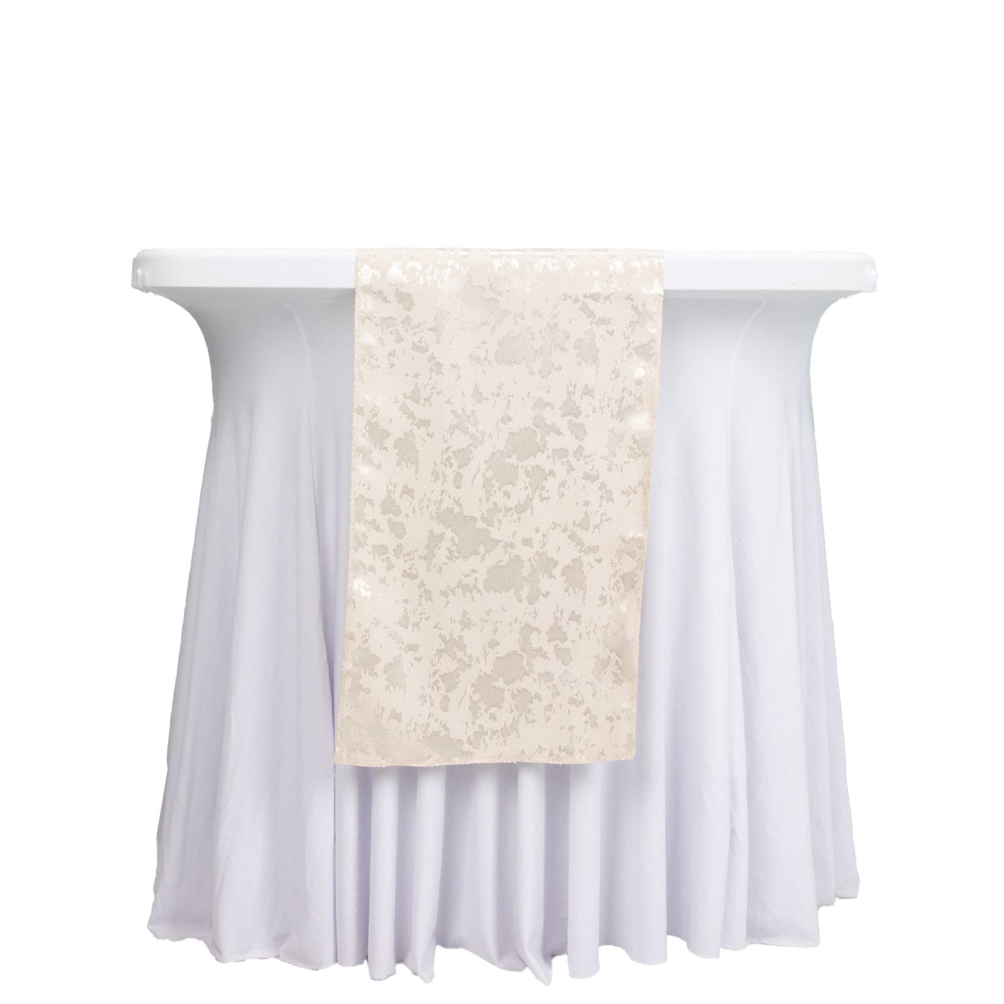 Jacquard Table Runner Beige, 12"x108" - Abstract Watercolor Pattern