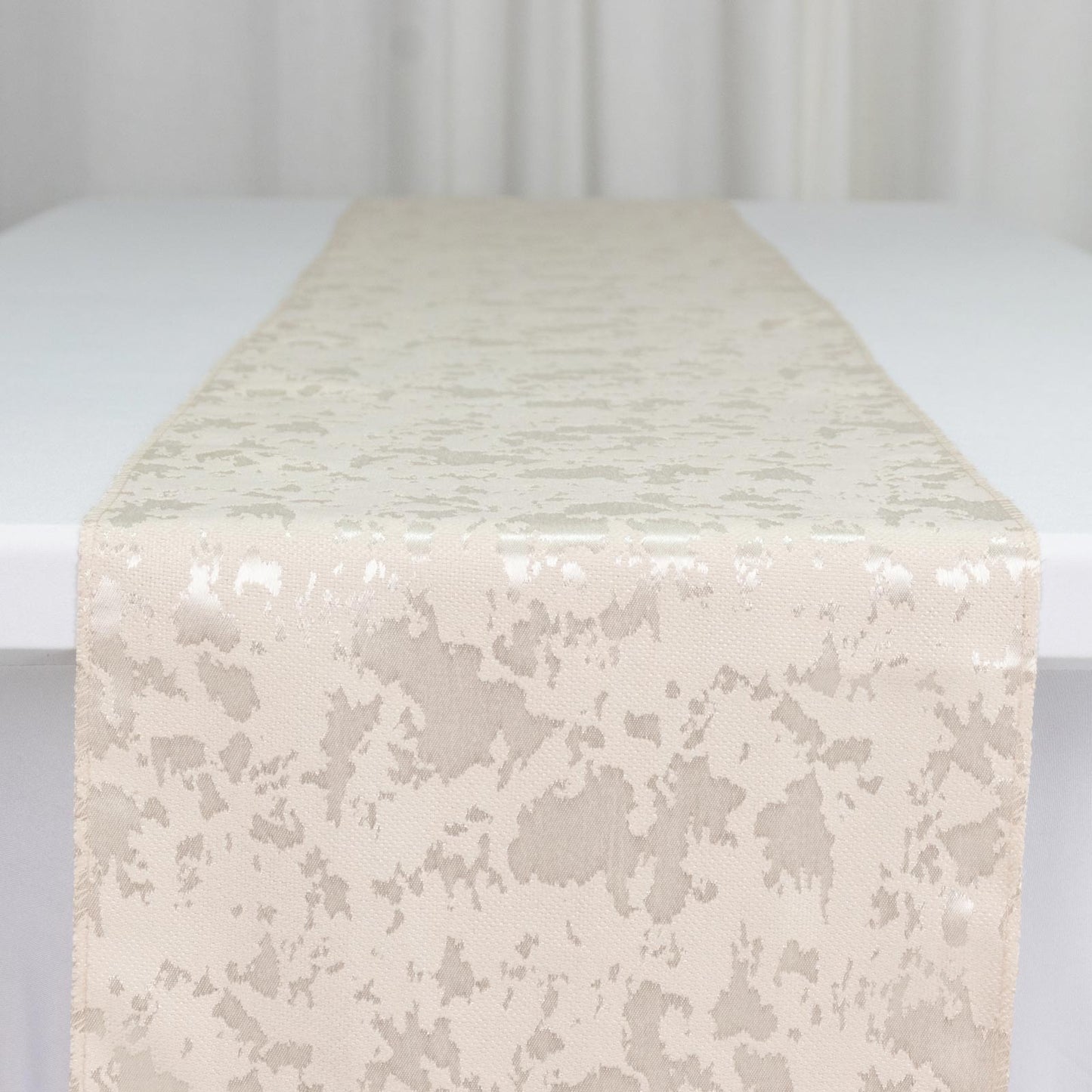 Jacquard Table Runner Beige, 12"x108" - Abstract Watercolor Pattern