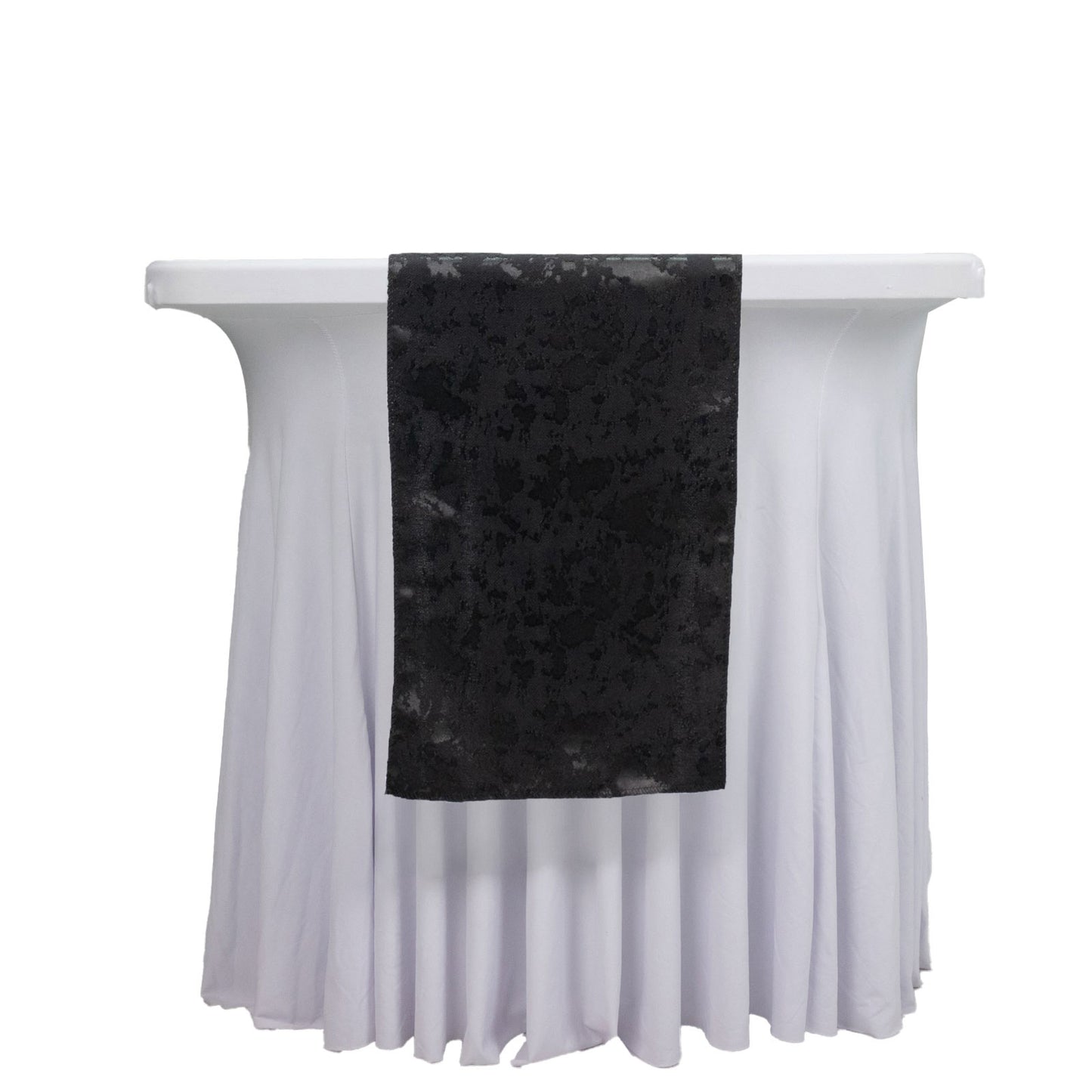 Jacquard Table Runner Black, 12"x108" - Abstract Watercolor Pattern