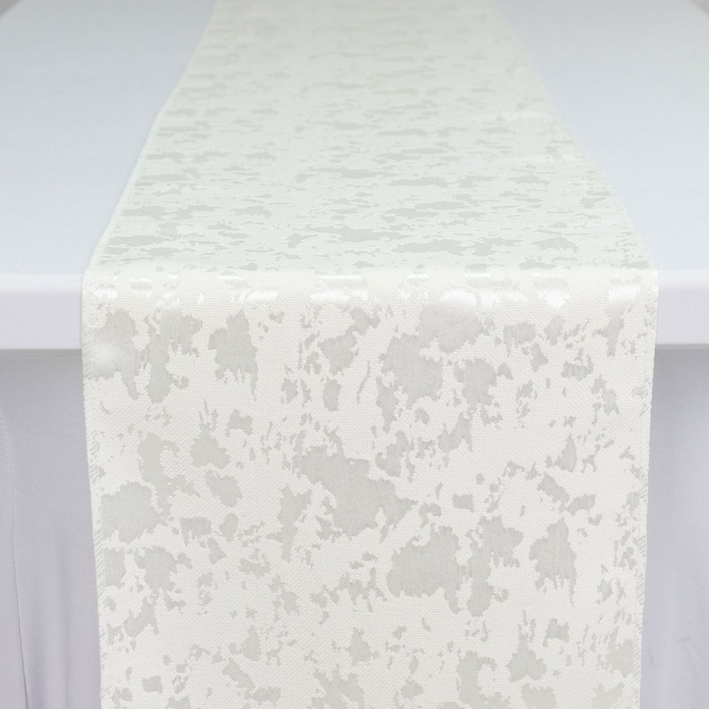 Jacquard Table Runner Off White, 12"x108" - Abstract Watercolor Pattern