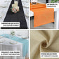 Sage green boho chic rustic faux jute linen table runner on a table.