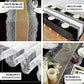 Ivory faux burlap table runner with white lace edging for rustic decor.