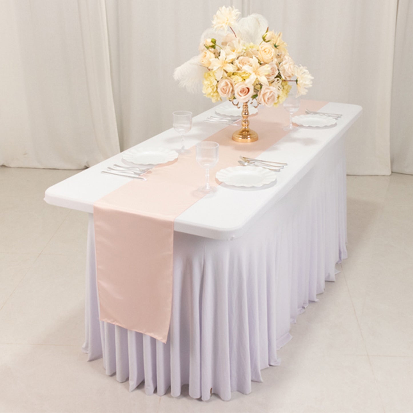 12"x108" Blush Lamour Satin Table Runner