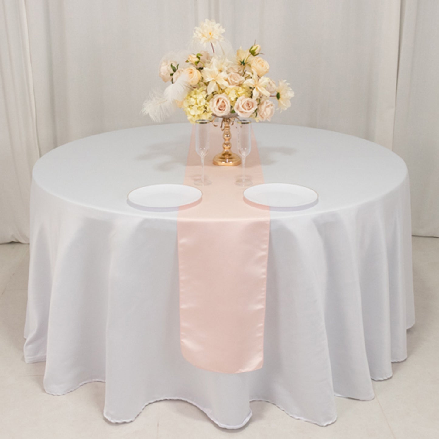 12"x108" Blush Lamour Satin Table Runner