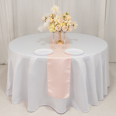 Sophisticated Blush Seamless Lamour Satin Table Runner 12"x108"