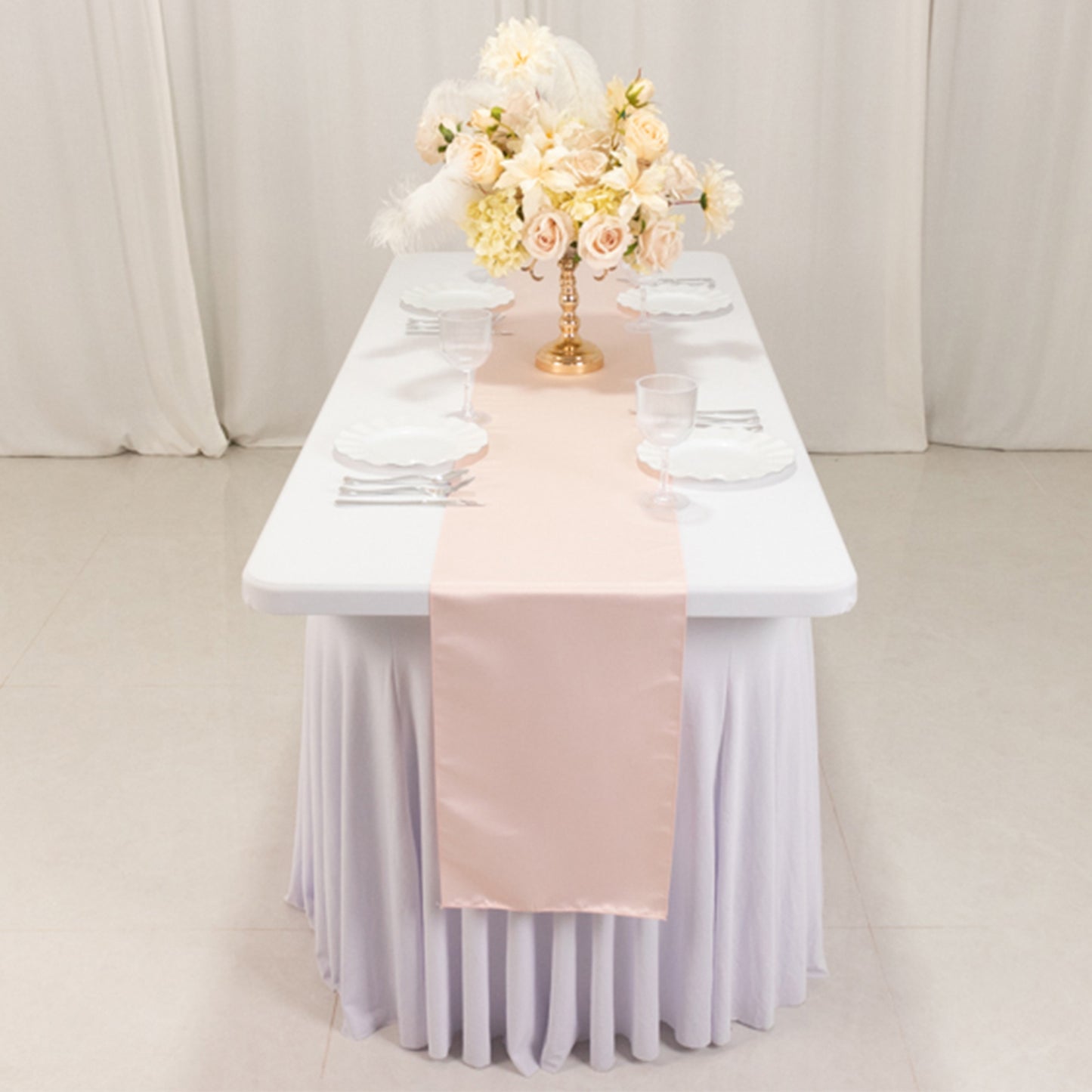 12"x108" Blush Lamour Satin Table Runner