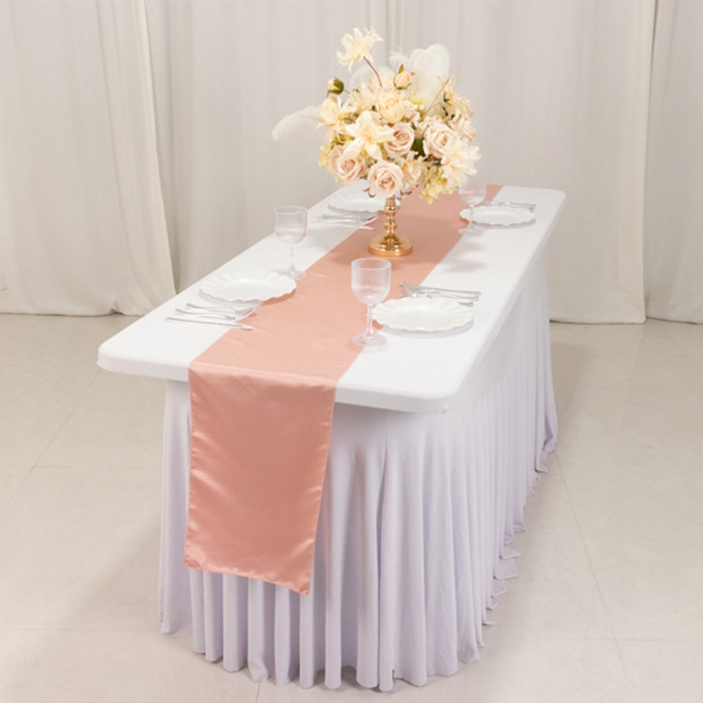 12"x108" Dusty Rose Lamour Satin Table Runner