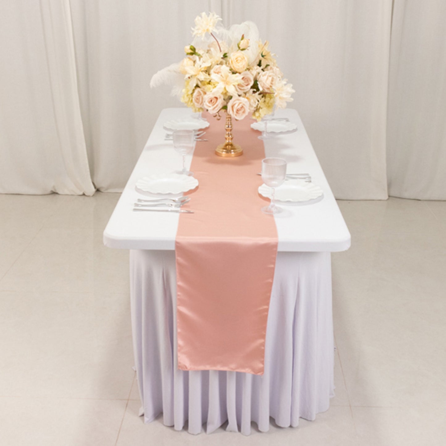 12"x108" Dusty Rose Lamour Satin Table Runner