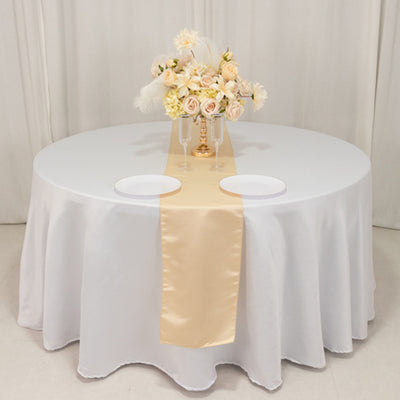 Sophisticated Beige Seamless Lamour Satin Table Runner 12"x108"