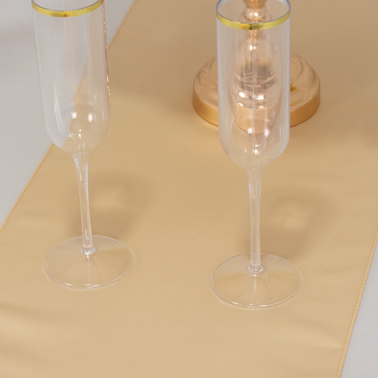 12"x108" Beige Lamour Satin Table Runner