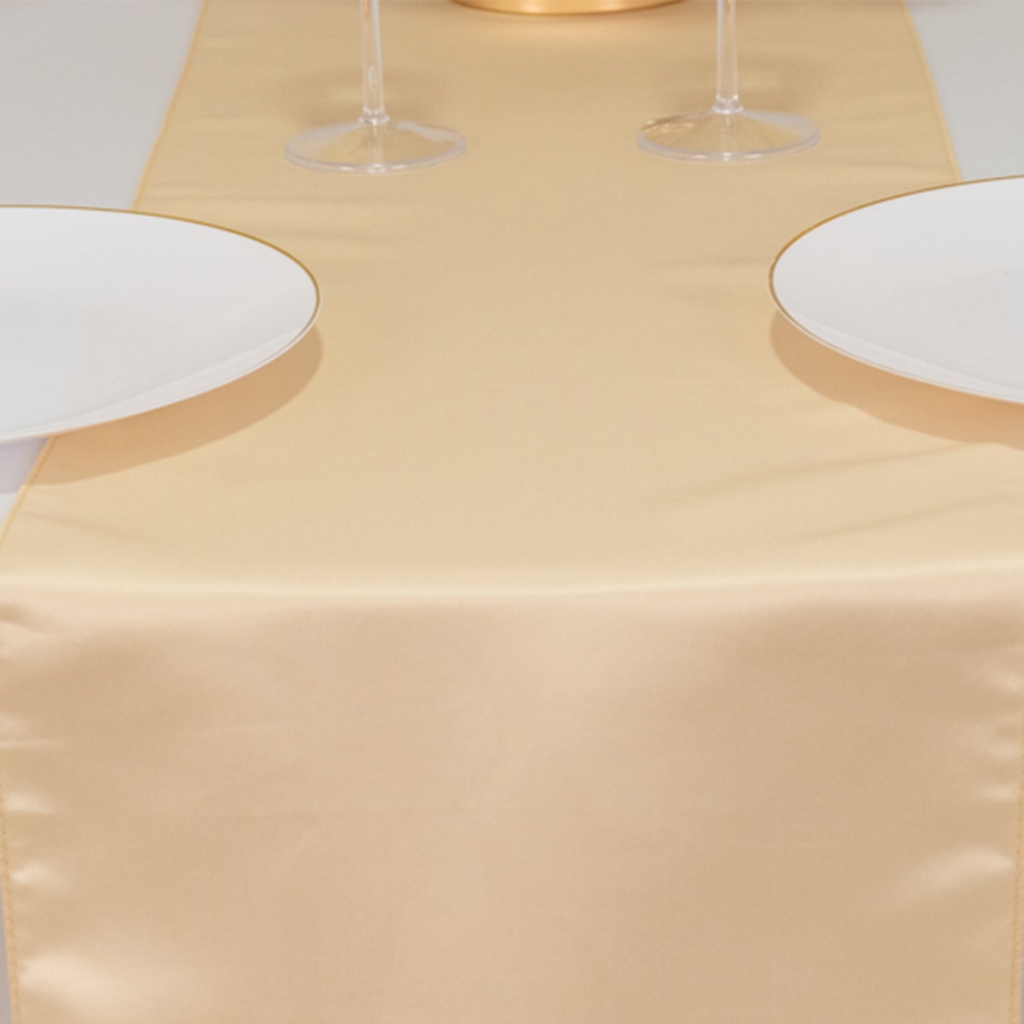 12"x108" Beige Lamour Satin Table Runner