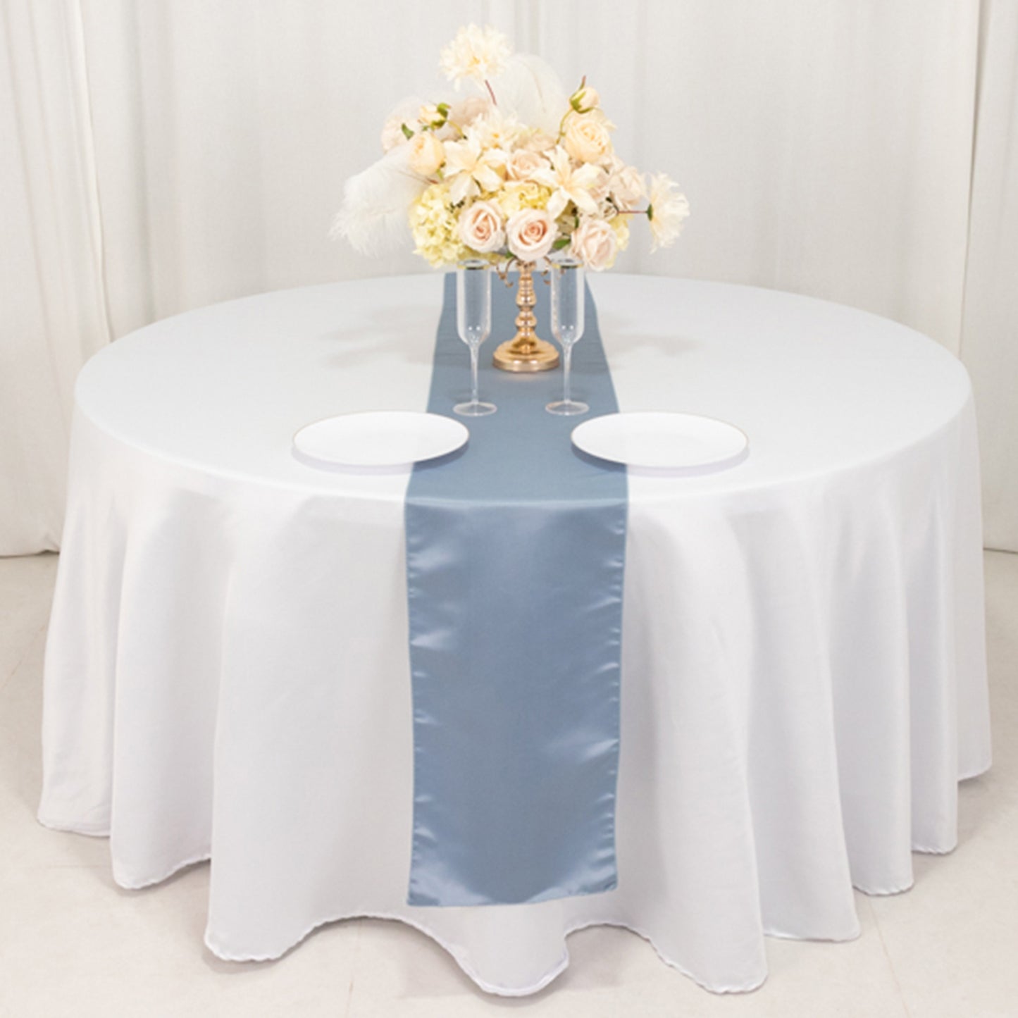 12"x108" Dusty Blue Lamour Satin Table Runner