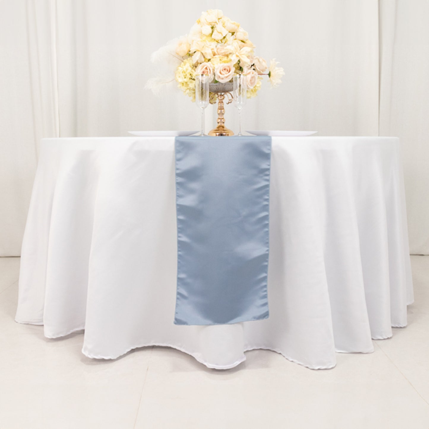 12"x108" Dusty Blue Lamour Satin Table Runner