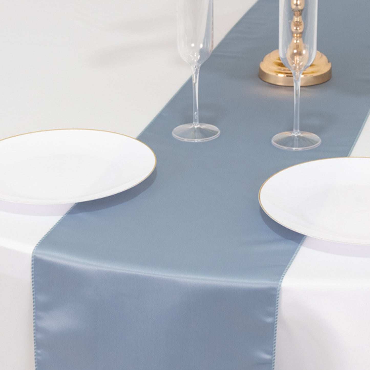 12"x108" Dusty Blue Lamour Satin Table Runner
