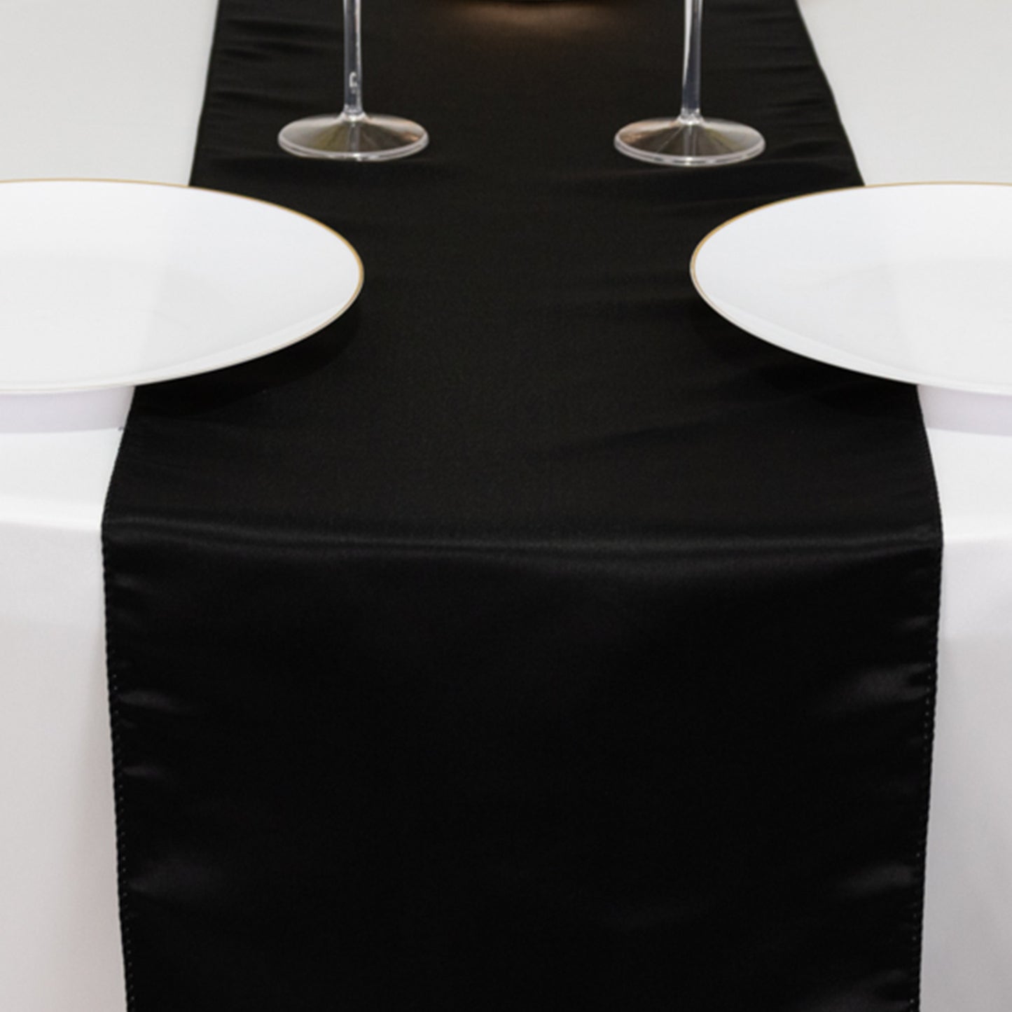 12"x108" Black Lamour Satin Table Runner