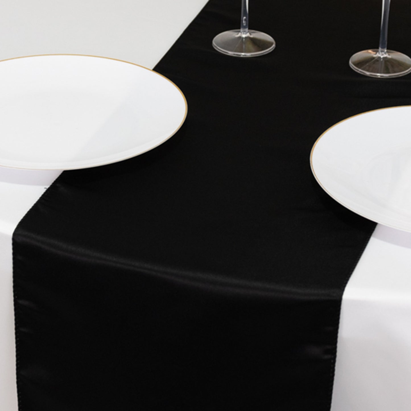 12"x108" Black Lamour Satin Table Runner