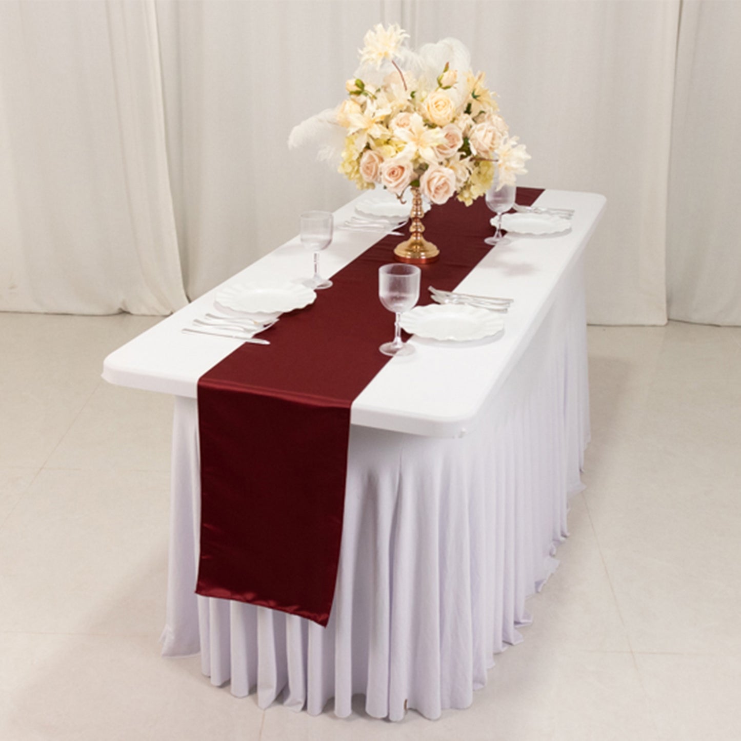 12"x108" Burgundy Lamour Satin Table Runner
