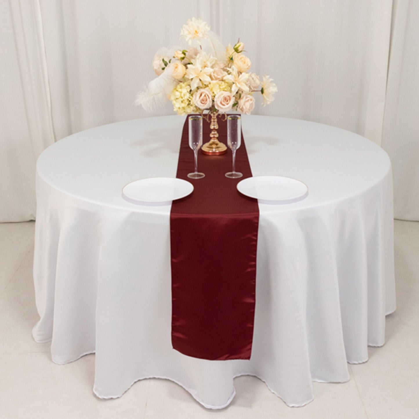 12"x108" Burgundy Lamour Satin Table Runner