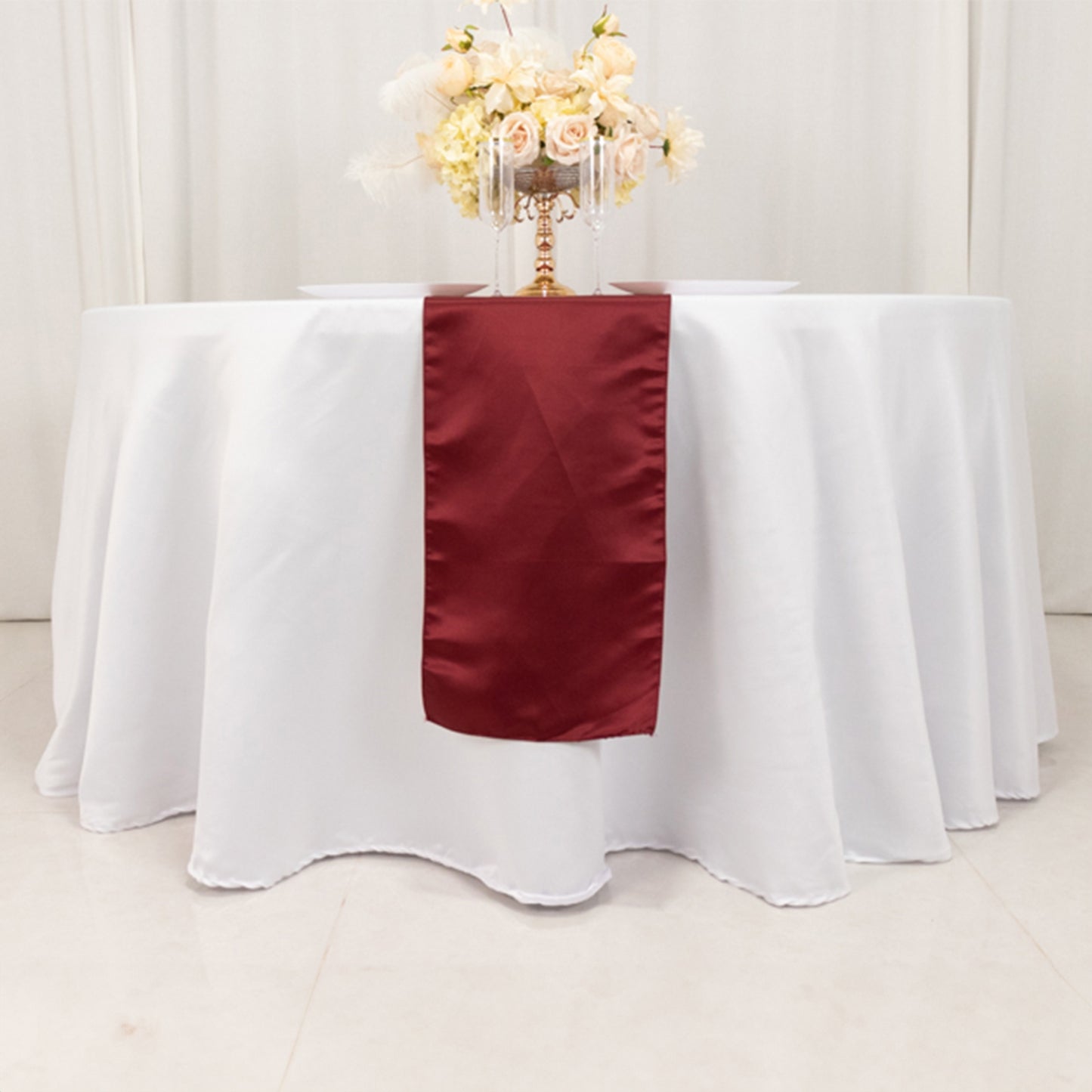 12"x108" Burgundy Lamour Satin Table Runner