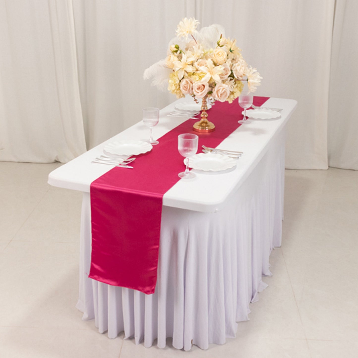 12"x108" Fuchsia Lamour Satin Table Runner