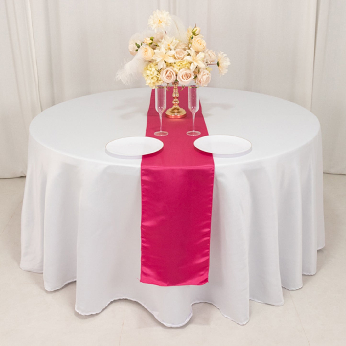 12"x108" Fuchsia Lamour Satin Table Runner