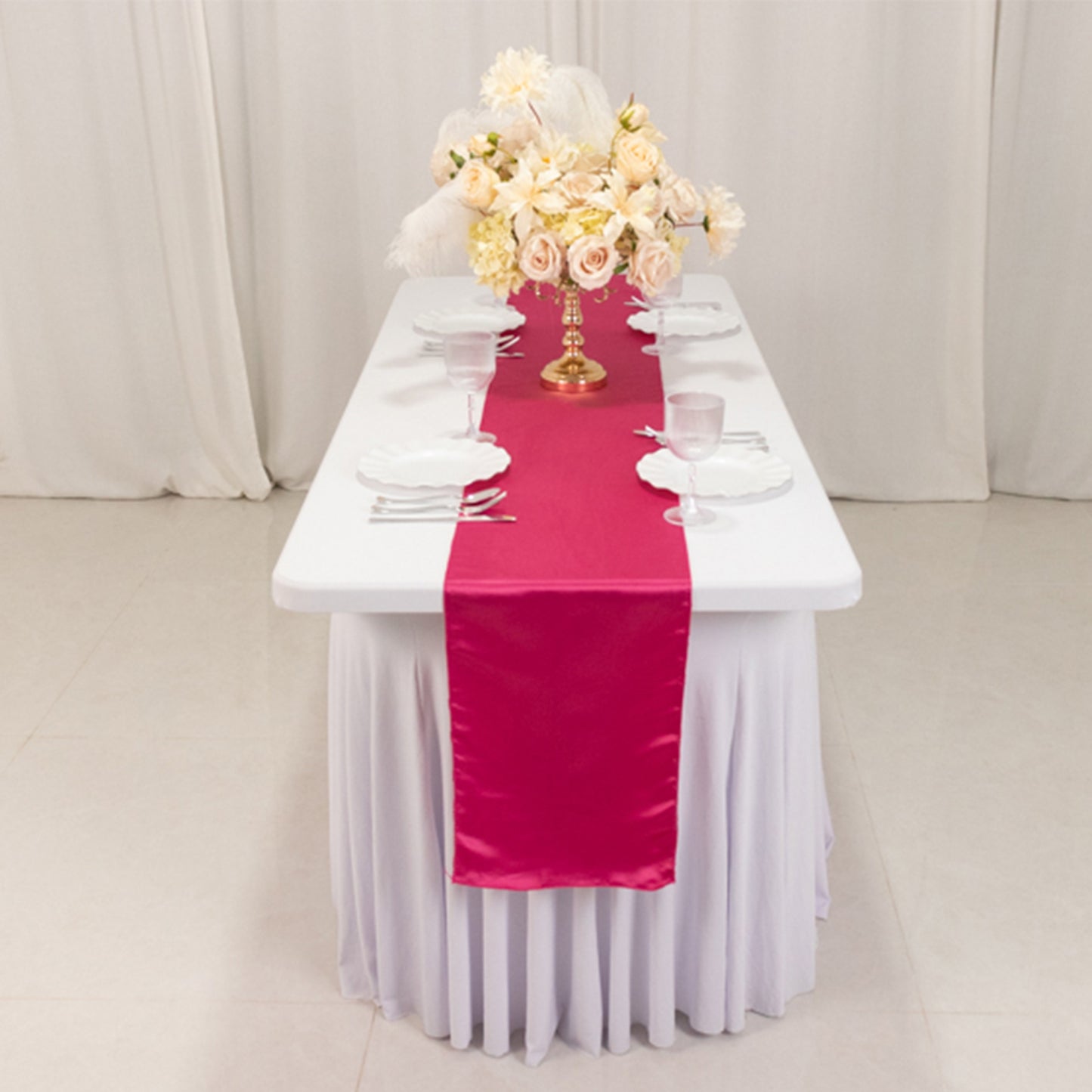 12"x108" Fuchsia Lamour Satin Table Runner