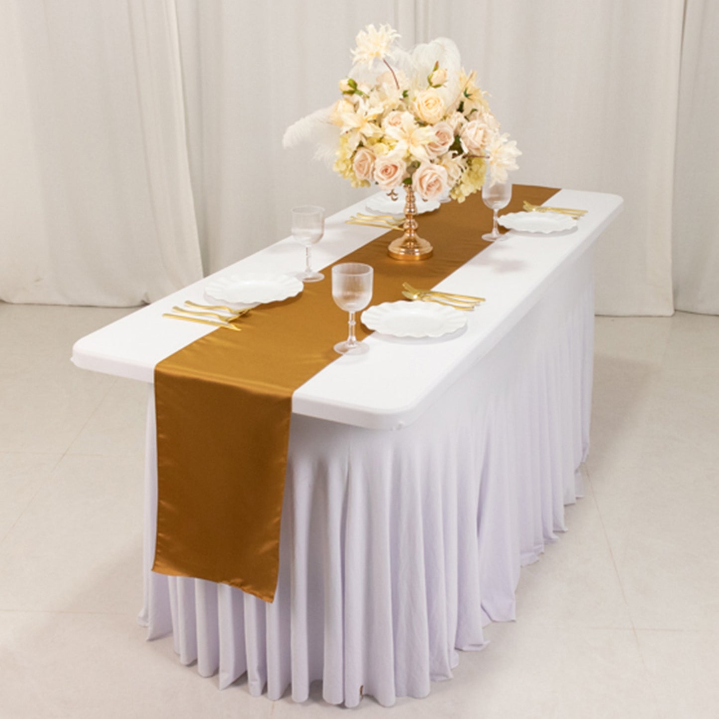 12"x108" Gold Lamour Satin Table Runner