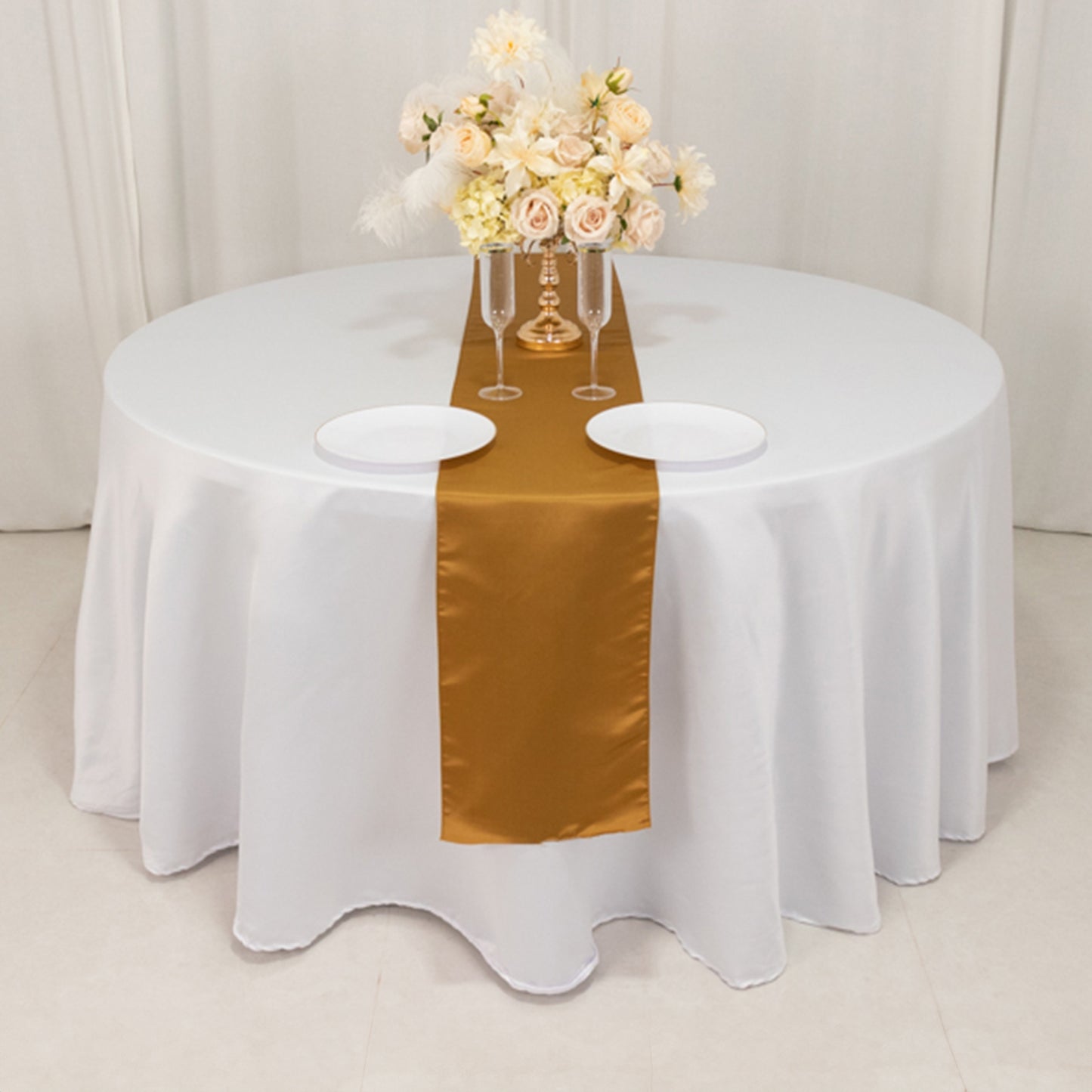 12"x108" Gold Lamour Satin Table Runner