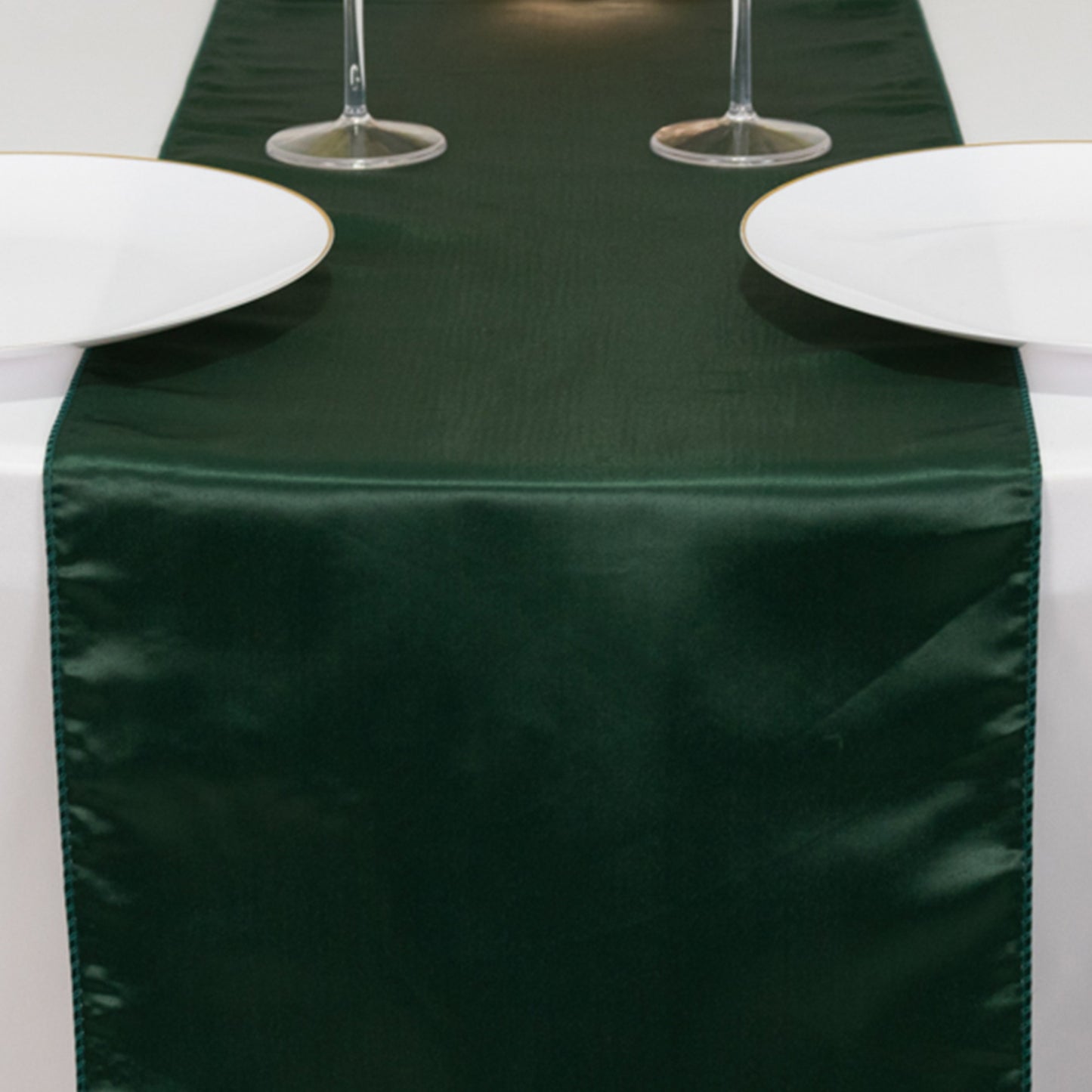 12"x108" Hunter Emerald Green Lamour Satin Table Runner