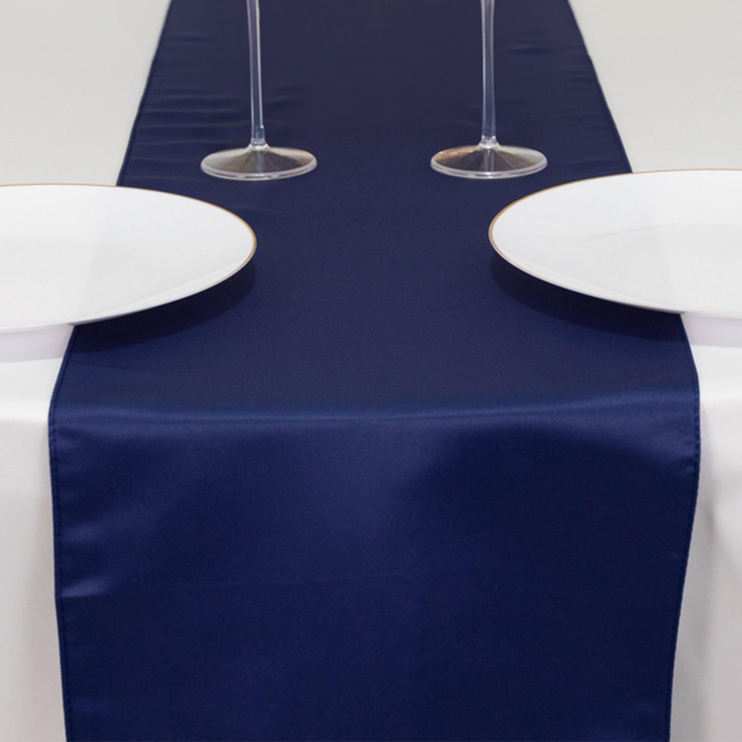 12"x108" Navy Blue Lamour Satin Table Runner