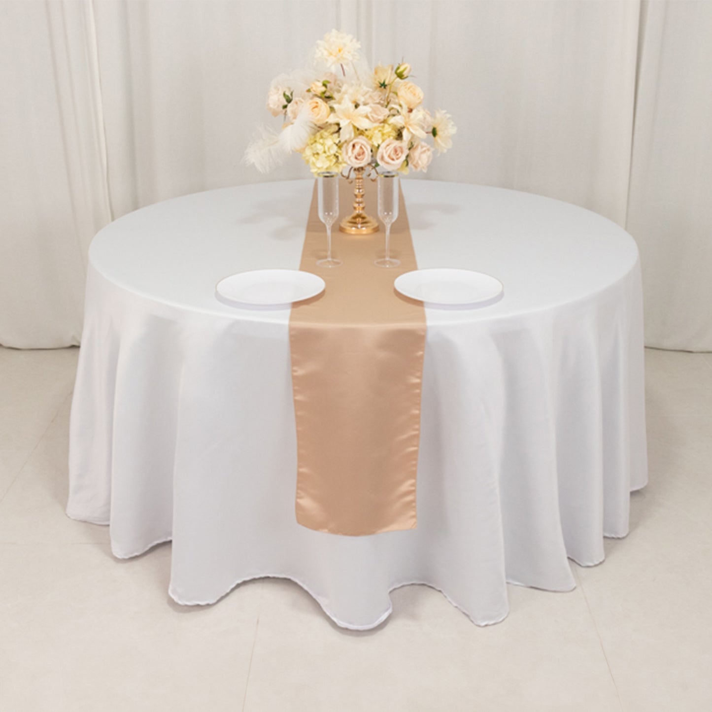 12"x108" Nude Lamour Satin Table Runner
