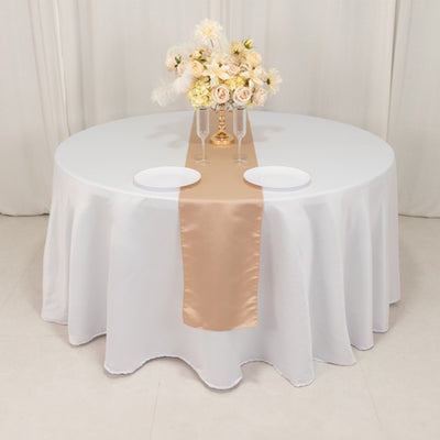 Sophisticated Nude Seamless Lamour Satin Table Runner 12"x108"