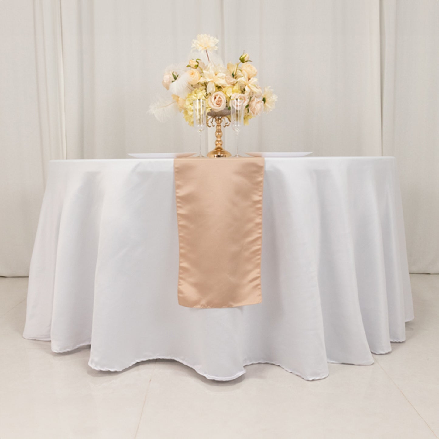 12"x108" Nude Lamour Satin Table Runner