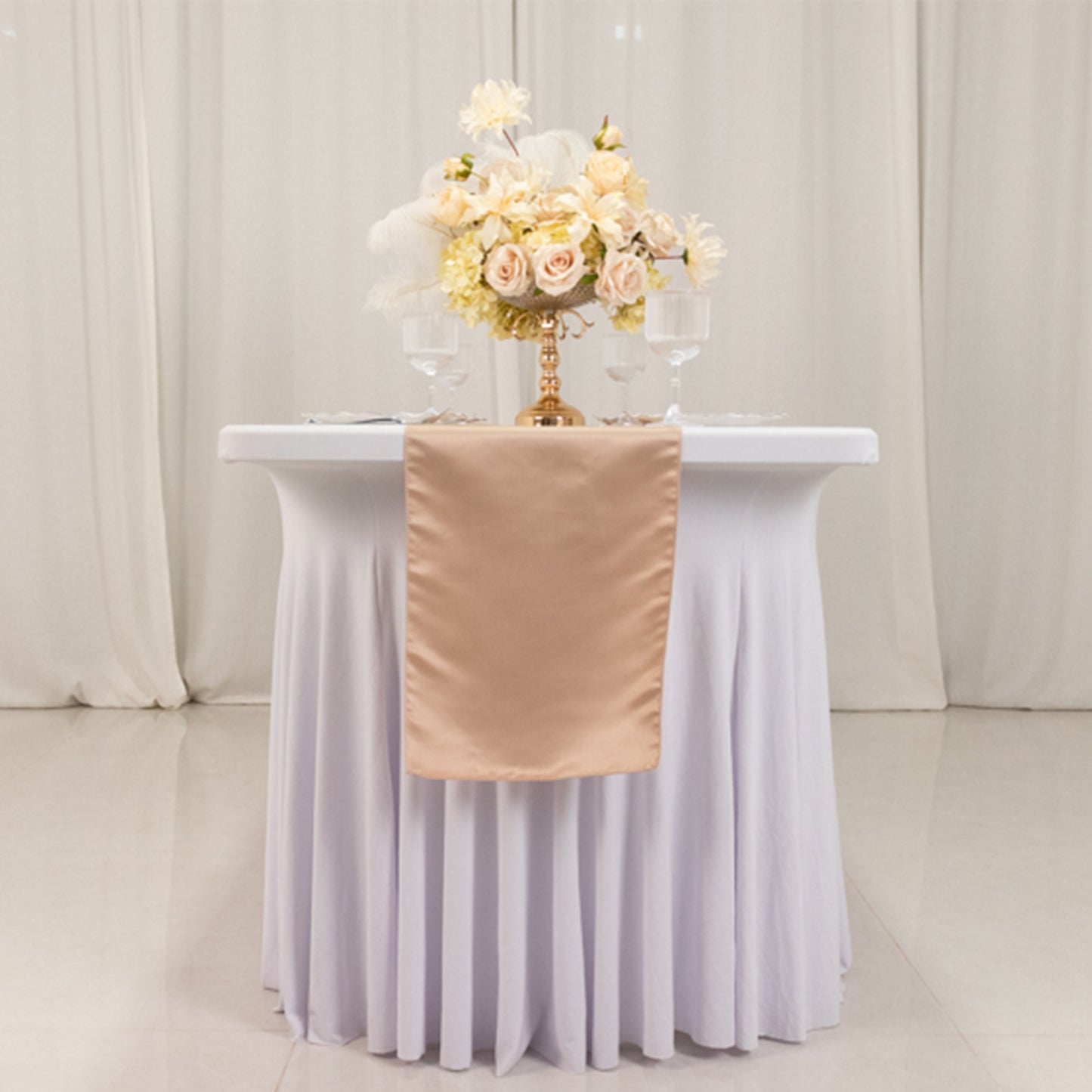 12"x108" Nude Lamour Satin Table Runner