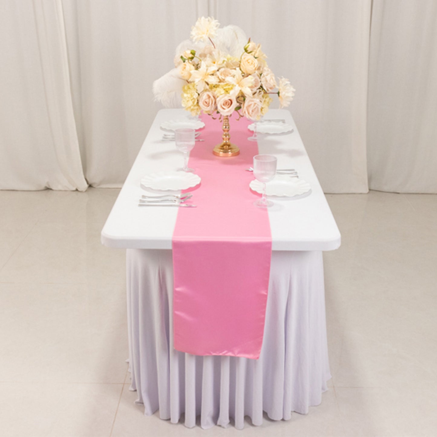 12"x108" Pink Lamour Satin Table Runner