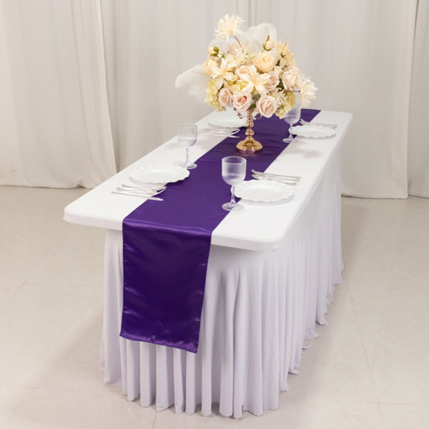 12"x108" Purple Lamour Satin Table Runner