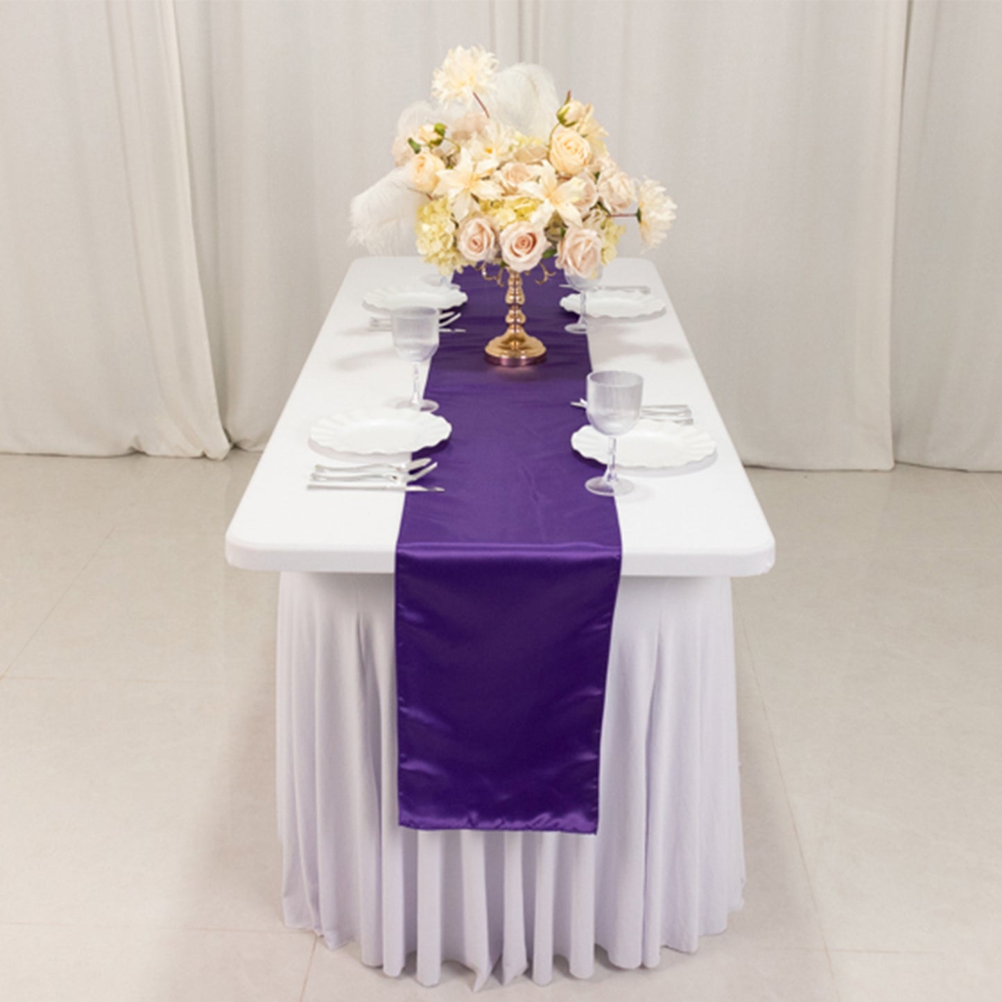 12"x108" Purple Lamour Satin Table Runner