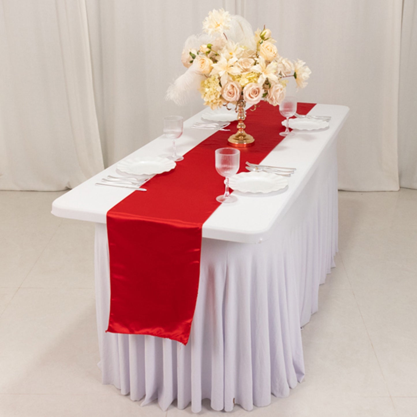 12"x108" Red Lamour Satin Table Runner