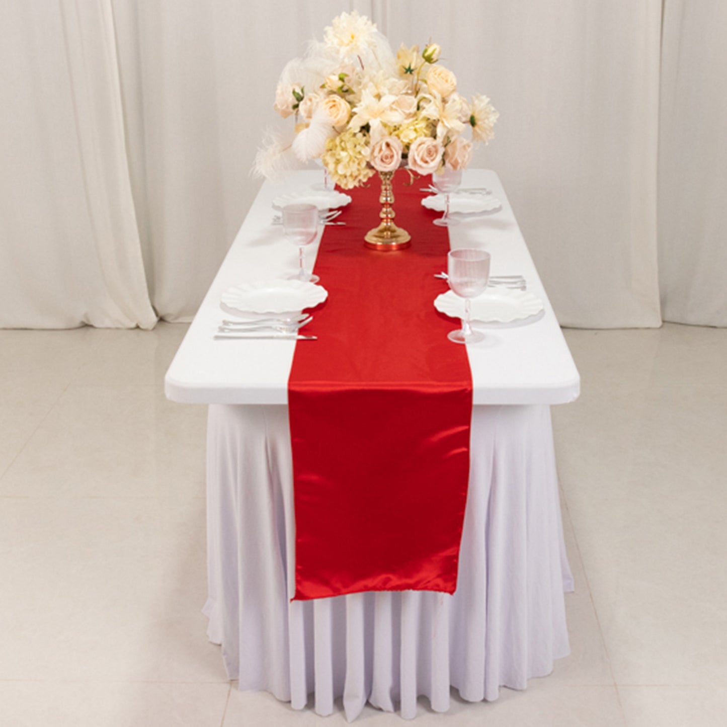 12"x108" Red Lamour Satin Table Runner