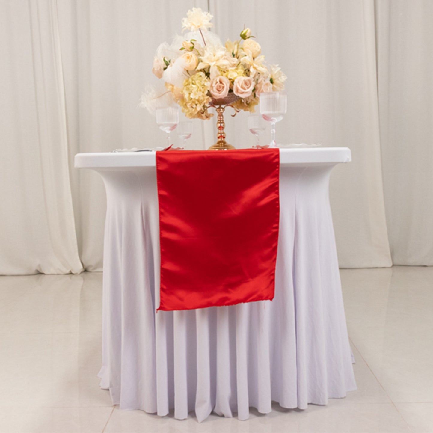 12"x108" Red Lamour Satin Table Runner