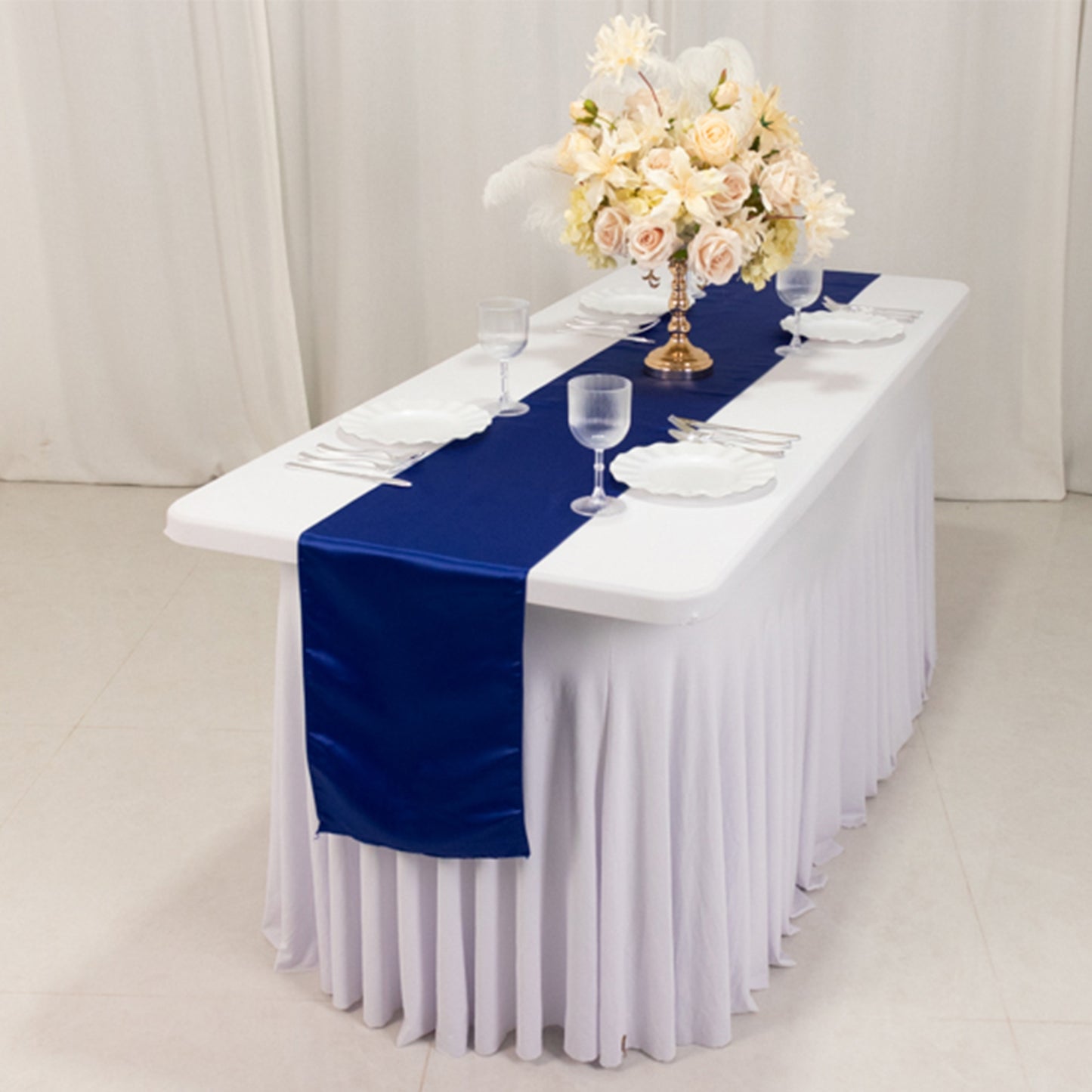 12"x108" Royal Blue Lamour Satin Table Runner