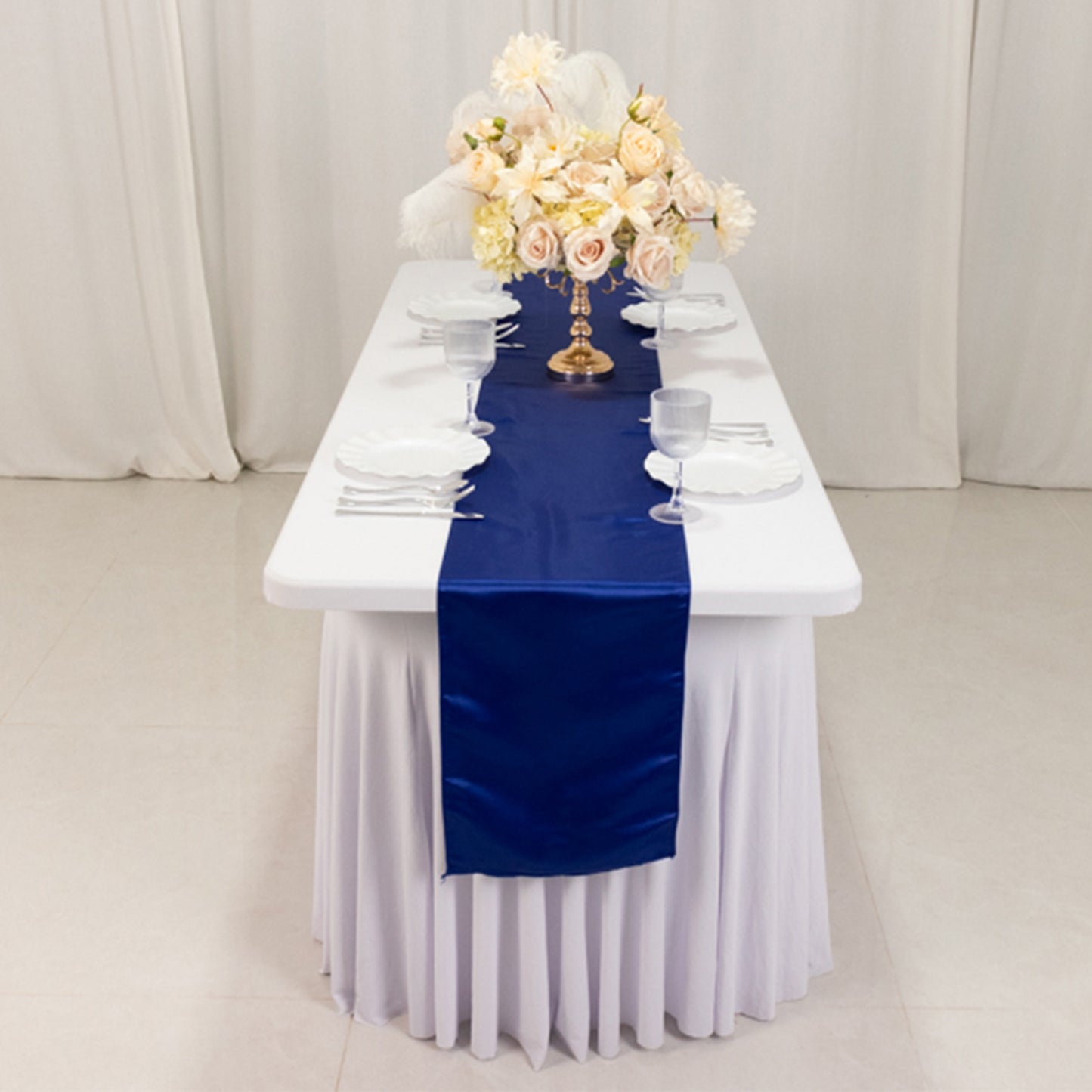12"x108" Royal Blue Lamour Satin Table Runner