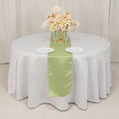 Sophisticated Sage Green Seamless Lamour Satin Table Runner 12"x108"